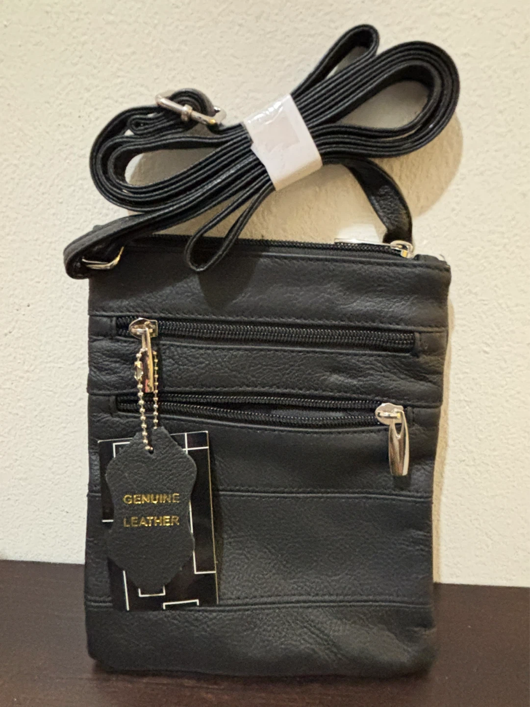 NEW Black Genuine Leather Crossbody Bag