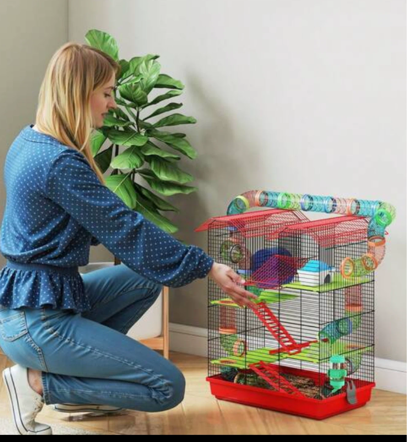 Multi-Level Hamster Cage with Tubes