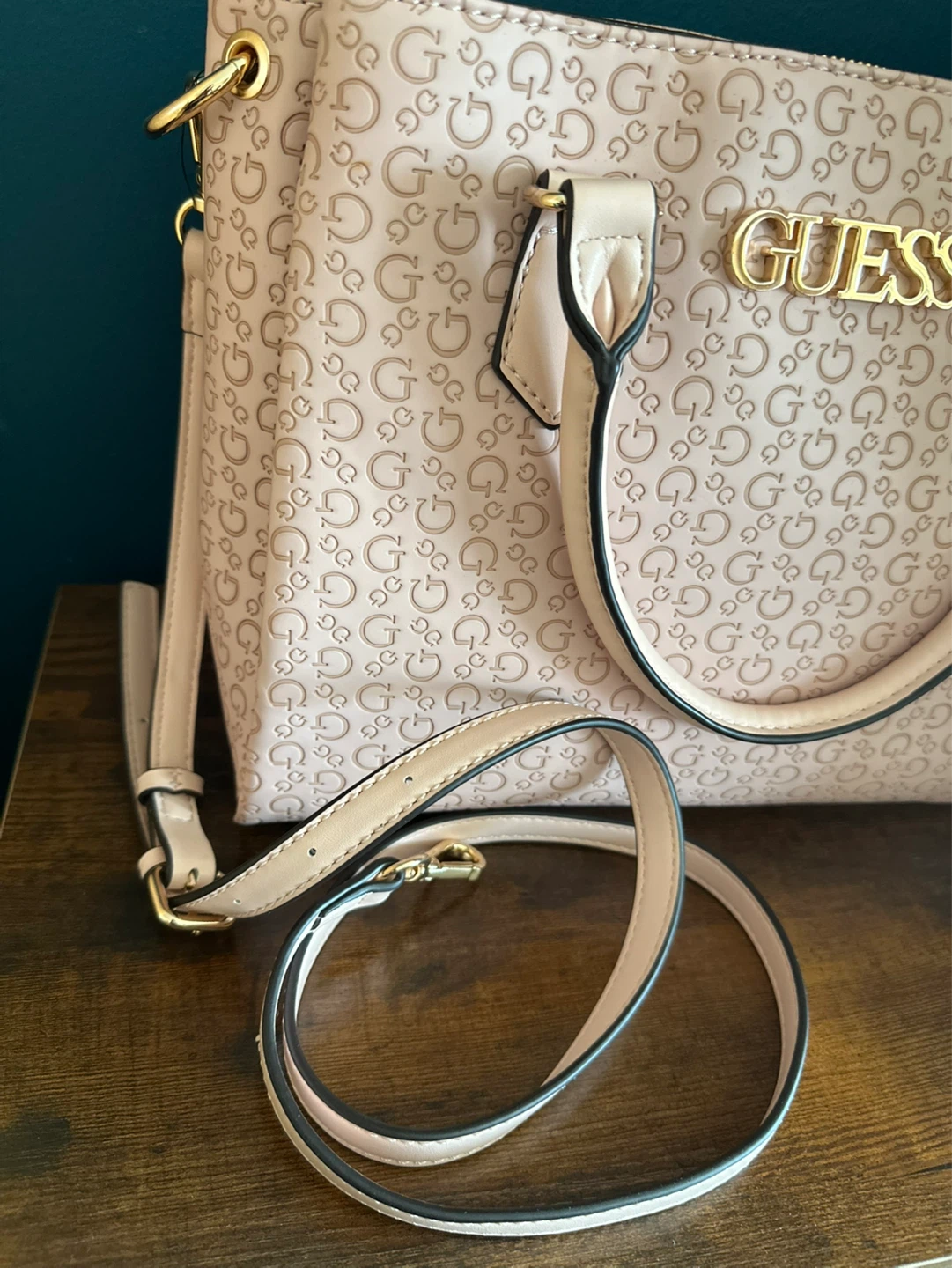 *NEW* GUESS Zakaria Debossed Logo Satchel, Rose Pink - photo 4