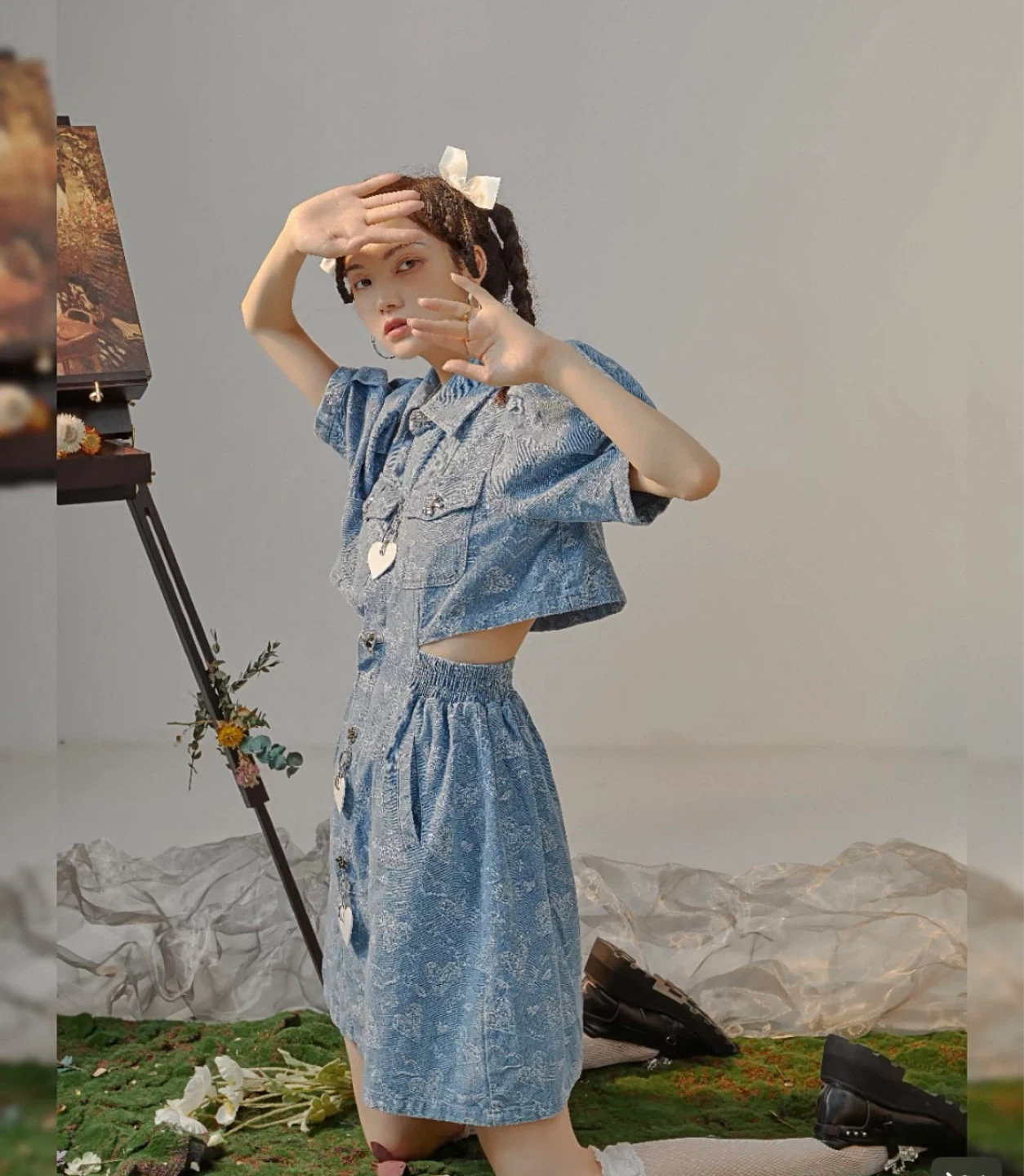 Denim Crop Top and Skirt - photo 4