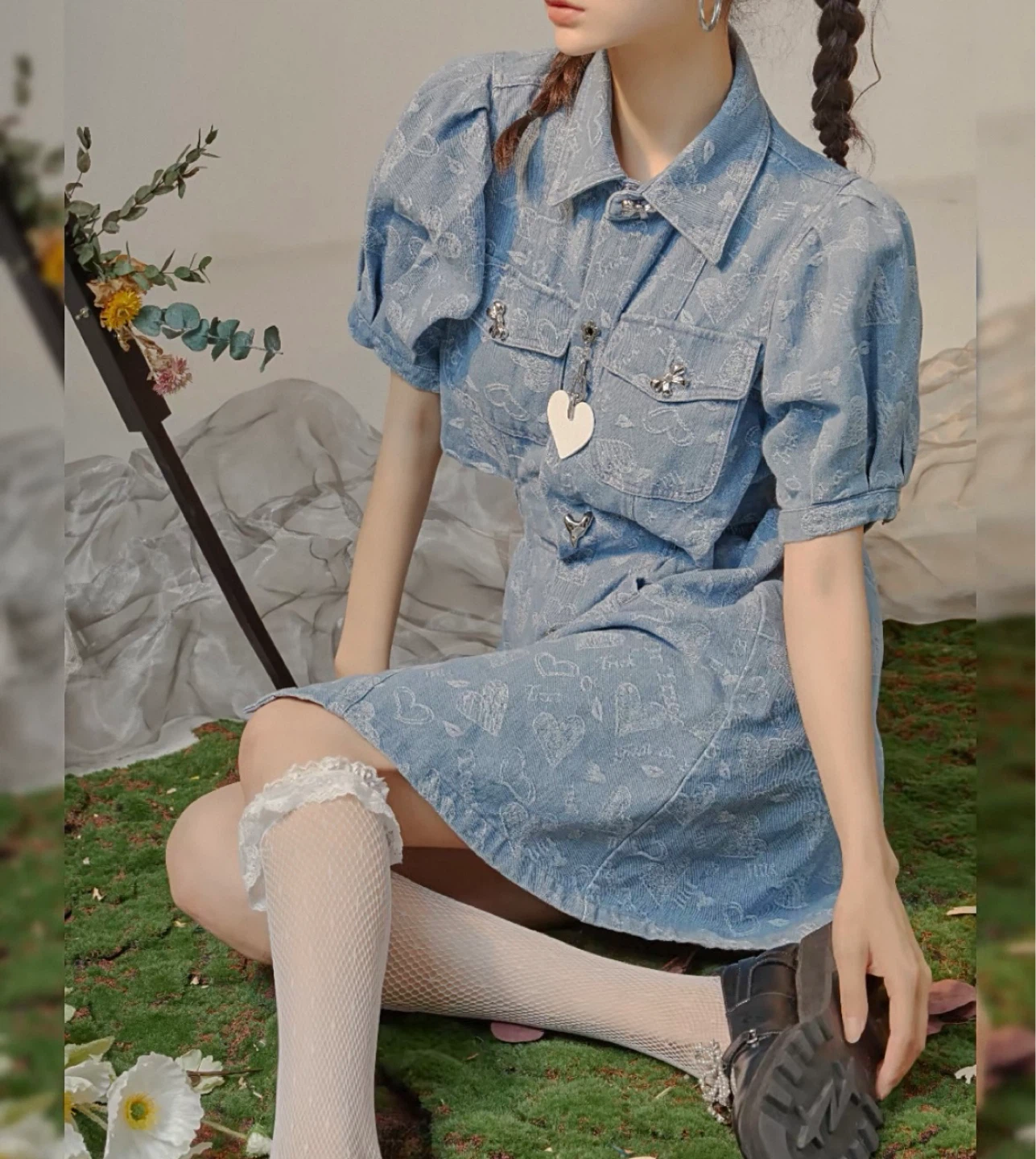 Denim Crop Top and Skirt - photo 2