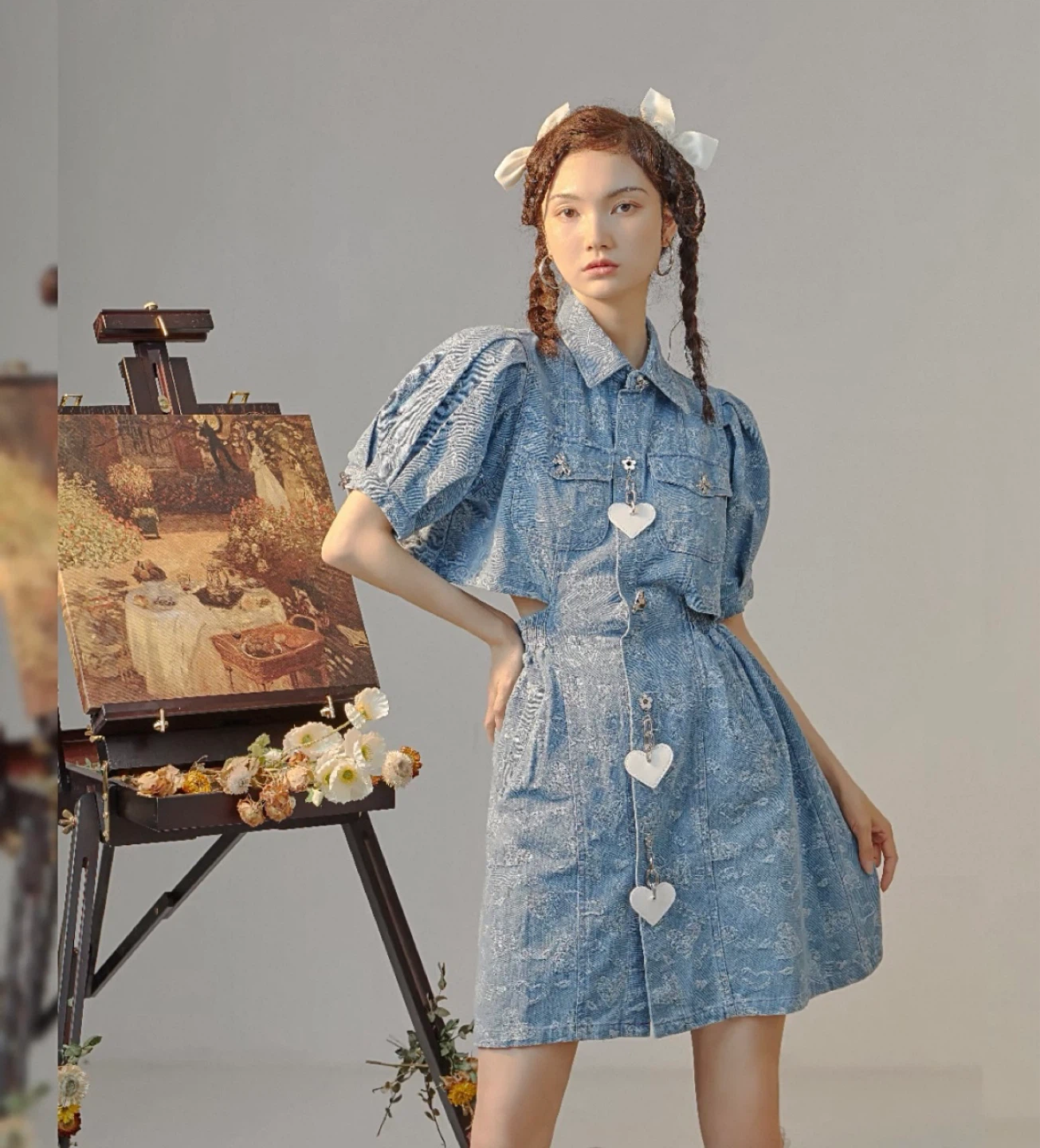 Denim Crop Top and Skirt