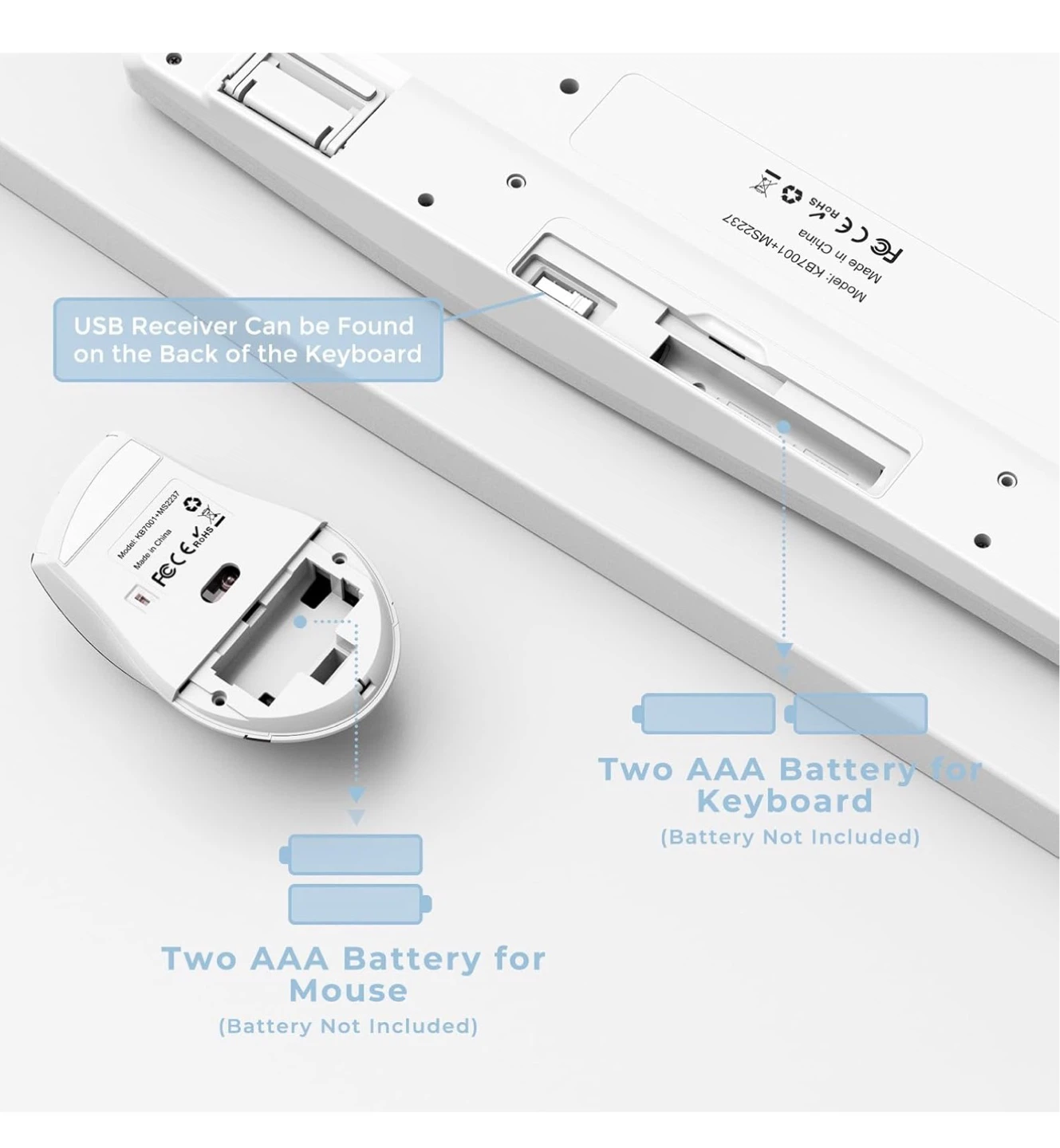 Wireless Keyboard and Mouse Combo - White KEY - photo 2