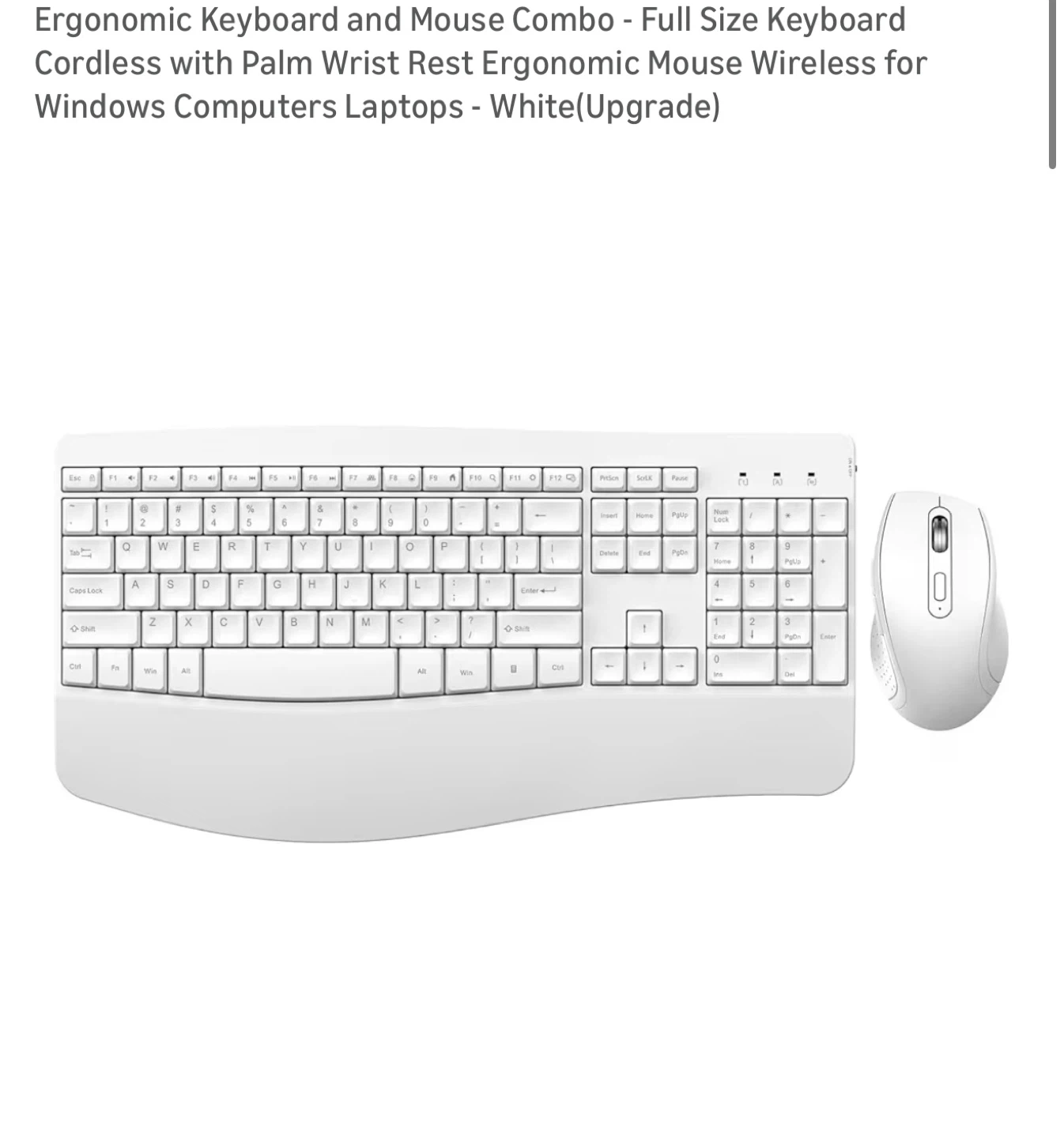 Wireless Keyboard and Mouse Combo - White KEY