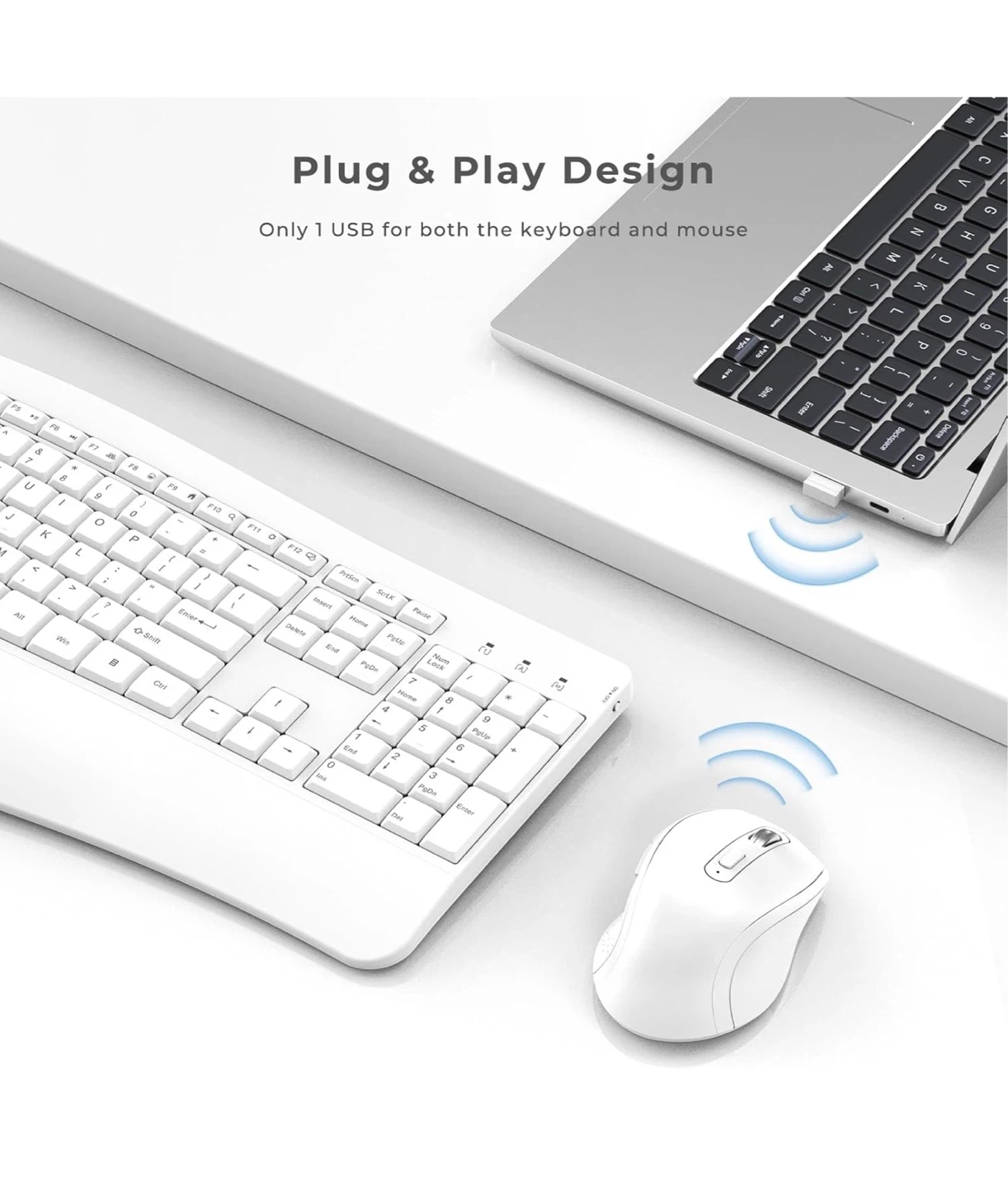 Wireless Keyboard and Mouse Combo - White KEY - photo 5