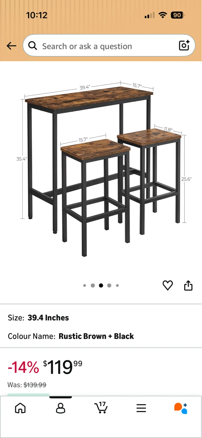 2 Wayfair Bar Chairs with a Rustic Bar Table Set with 2 Stools - photo 4