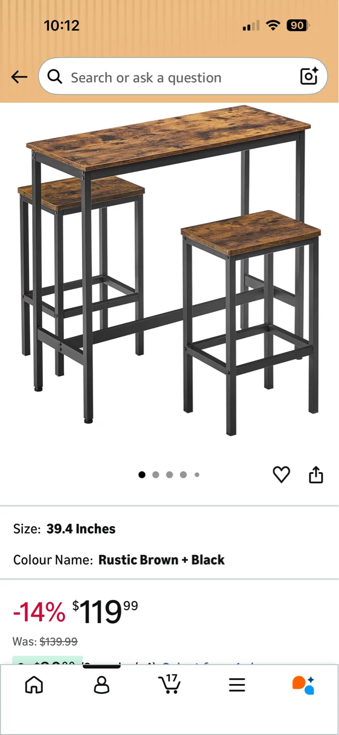 2 Wayfair Bar Chairs with a Rustic Bar Table Set with 2 Stools - photo 5