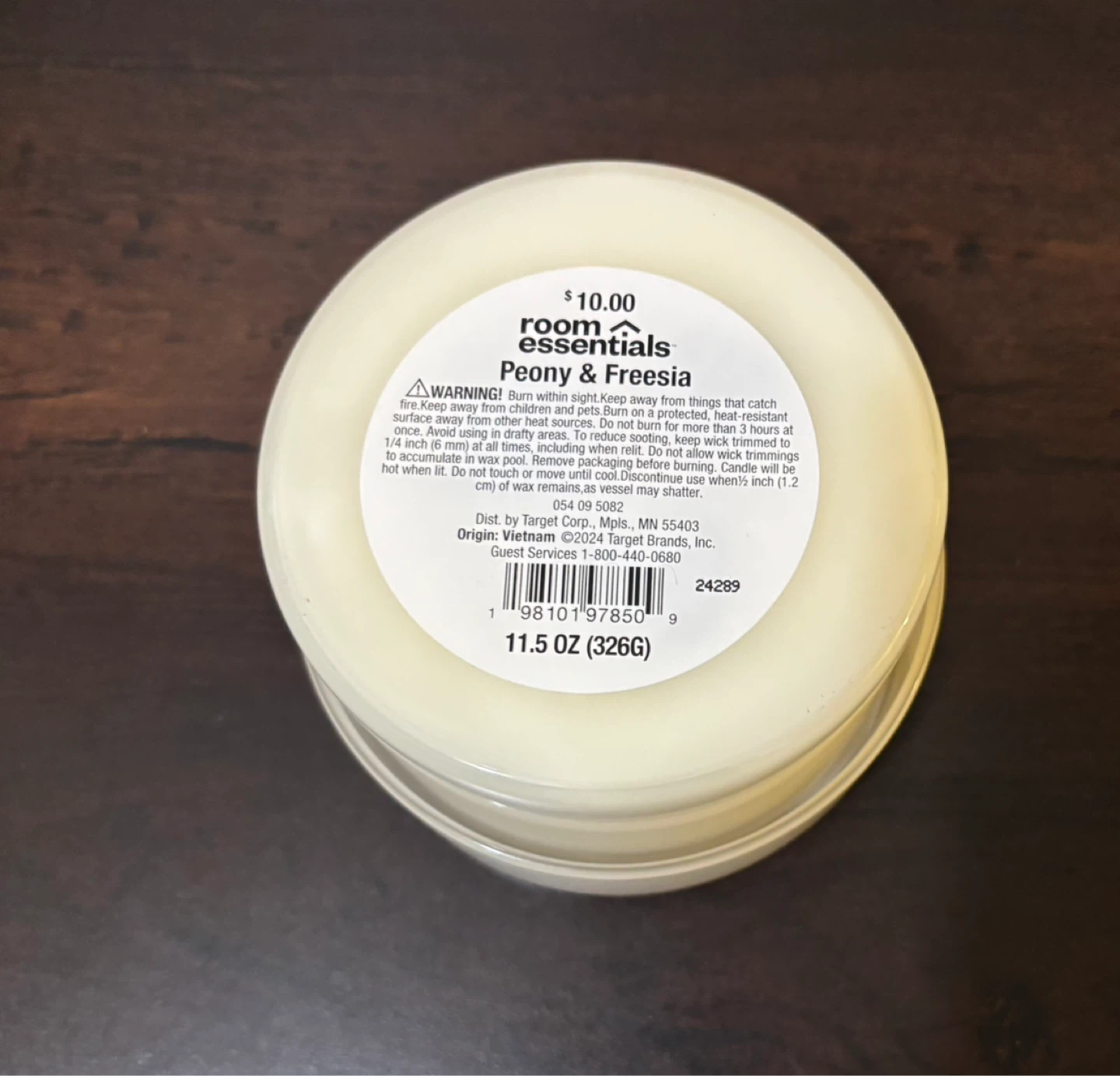 NEW Room Essentials Peony & Freesia Scented Candle - 11.5 oz - photo 2