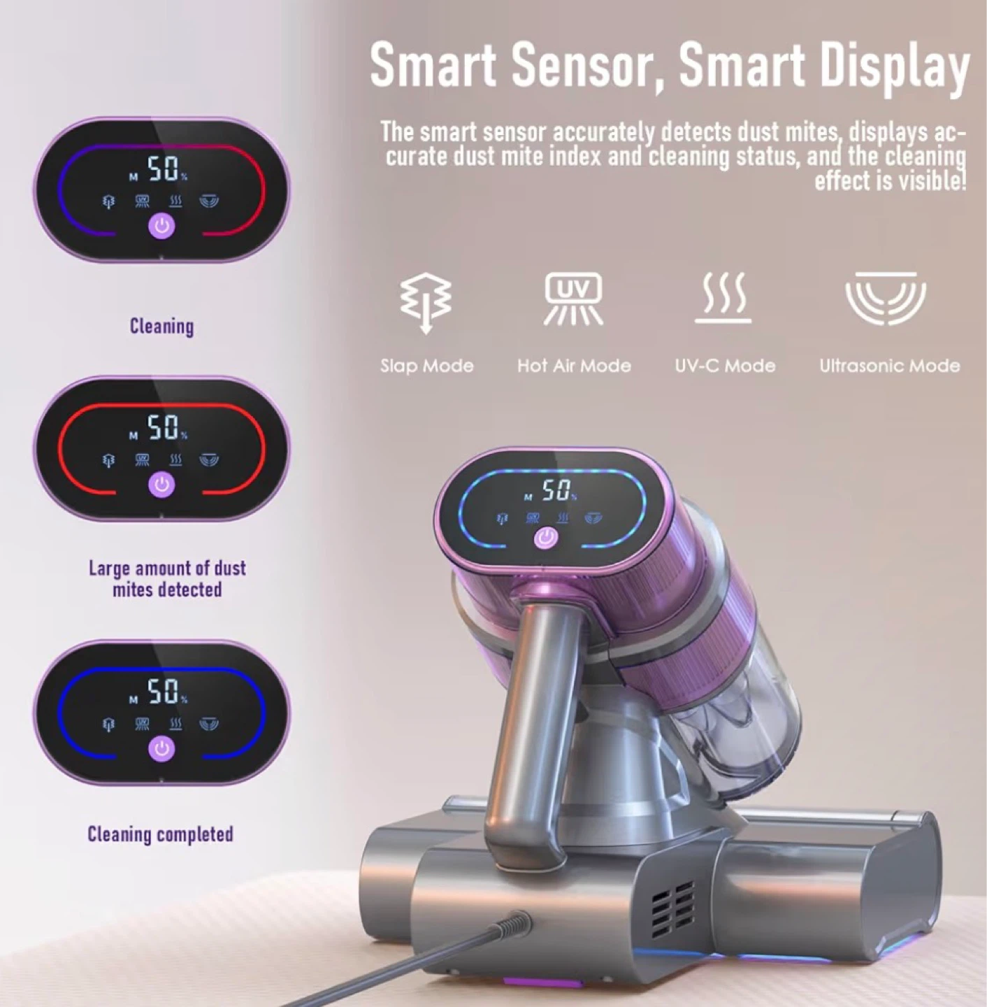 UV-C Dust Mite Vacuum Cleaner with Smart Display - photo 2