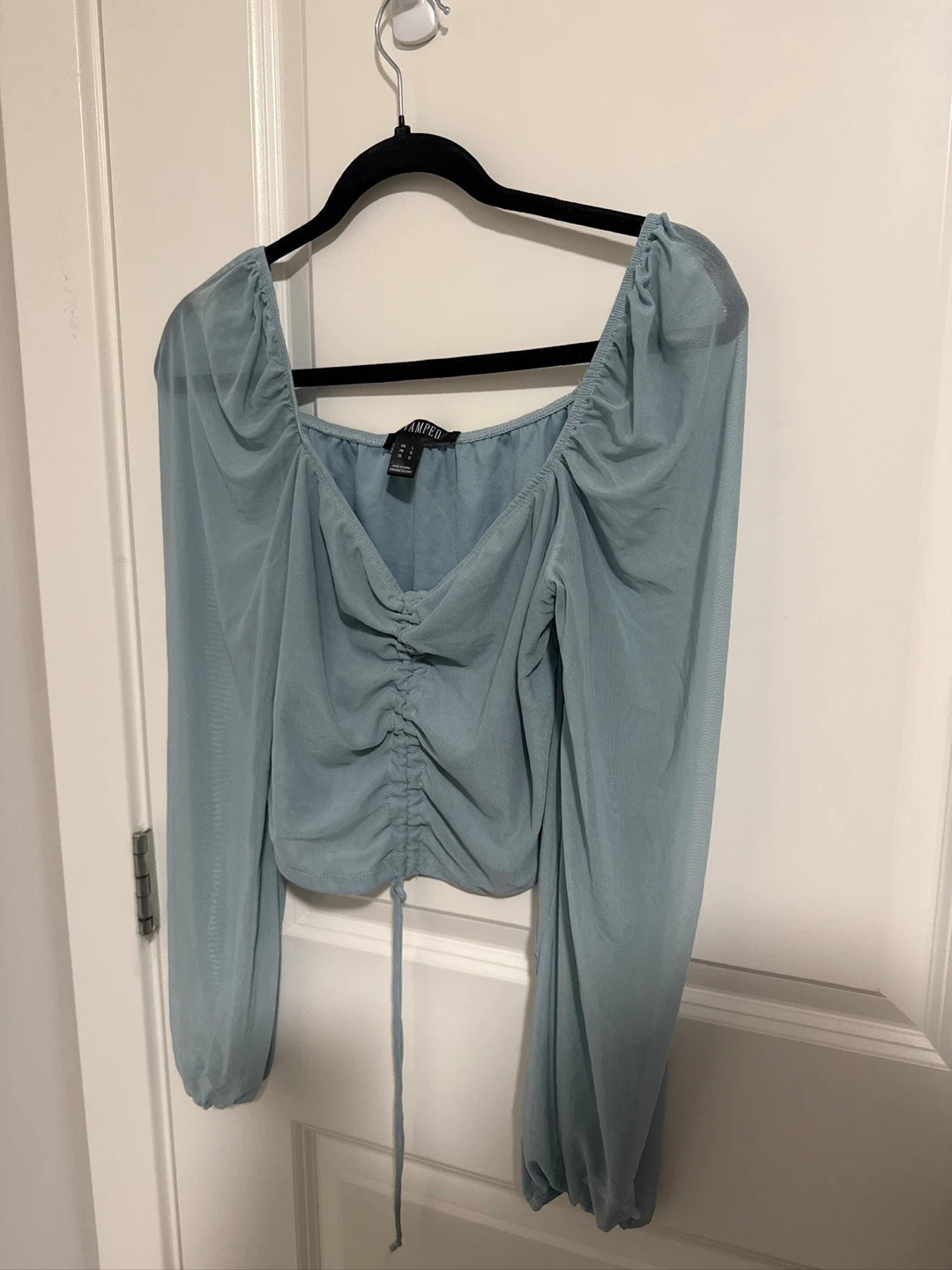 Revamped Blue Long Sleeve Mesh Tops - Size L - photo 2