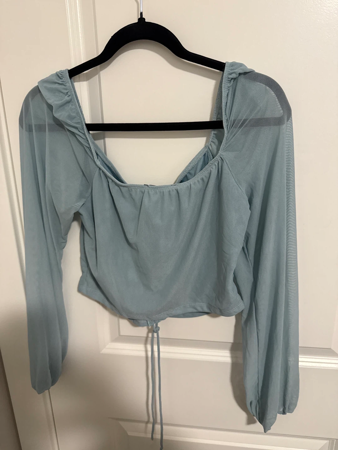 Revamped Blue Long Sleeve Mesh Tops - Size L - photo 3