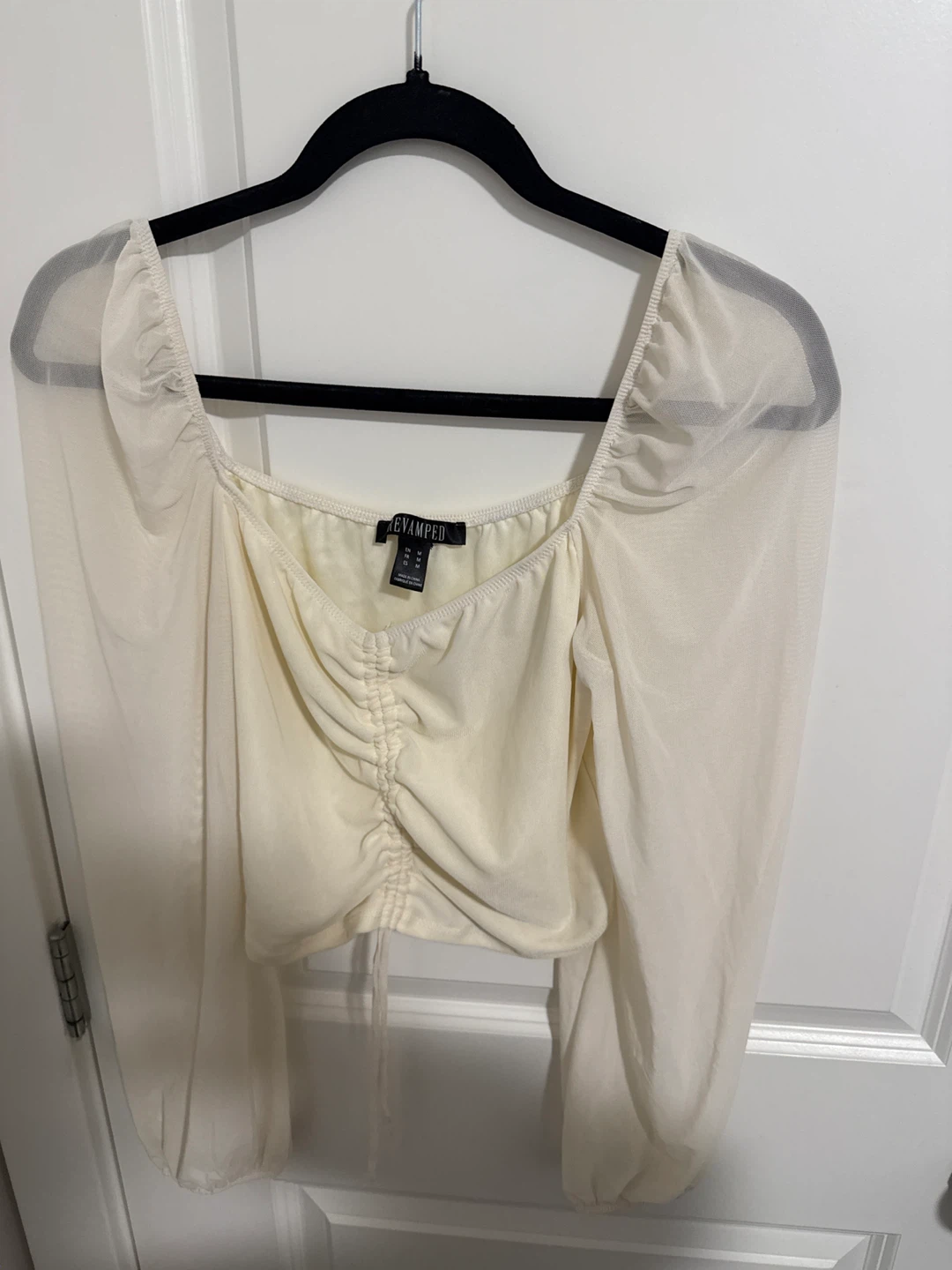Revamped Ruched Mesh Sleeve Top