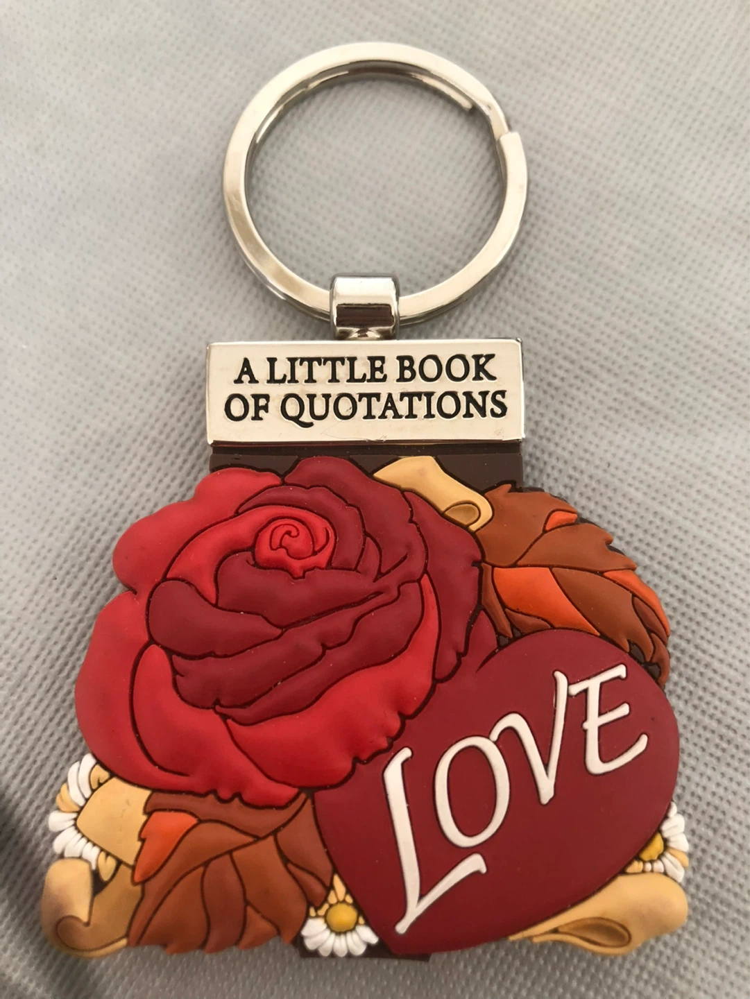 A Little Book of Quotations Keychain with Rose and Love Design