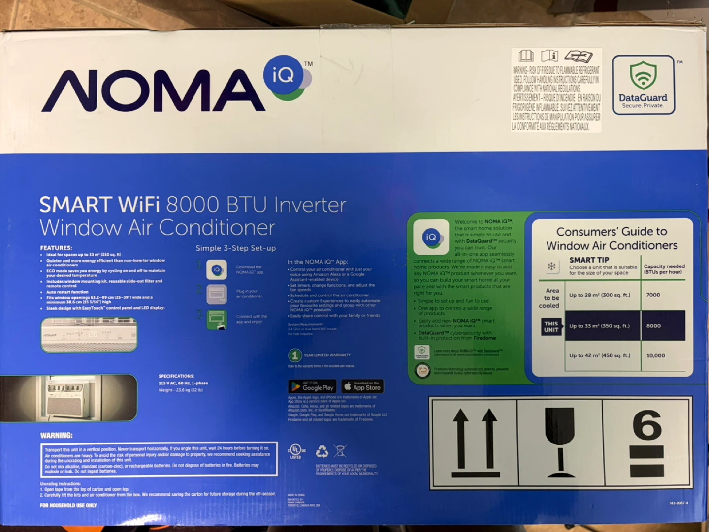 NOMA Smart WiFi 8000 BTU Inverter Window Air Conditioner
