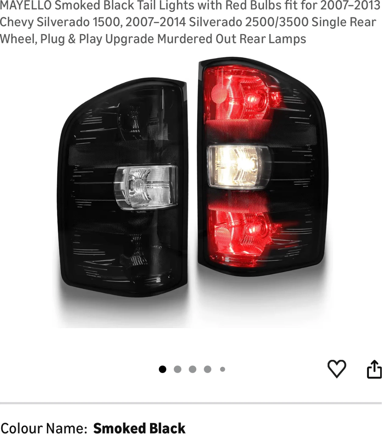 Smoked Black Tail Lights for Silverado 2007-2014 S713