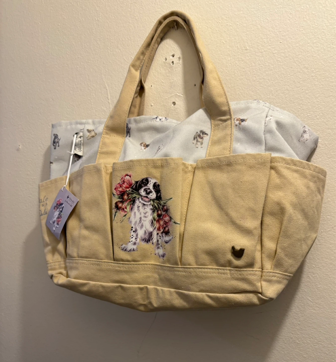 NEW Wrendale Designs Canvas Tote Bag - Dog & Flowers