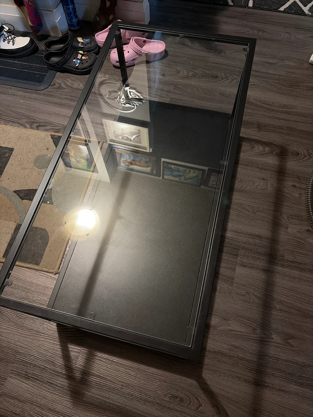 Glass Top Coffee Table with Lower Shelf