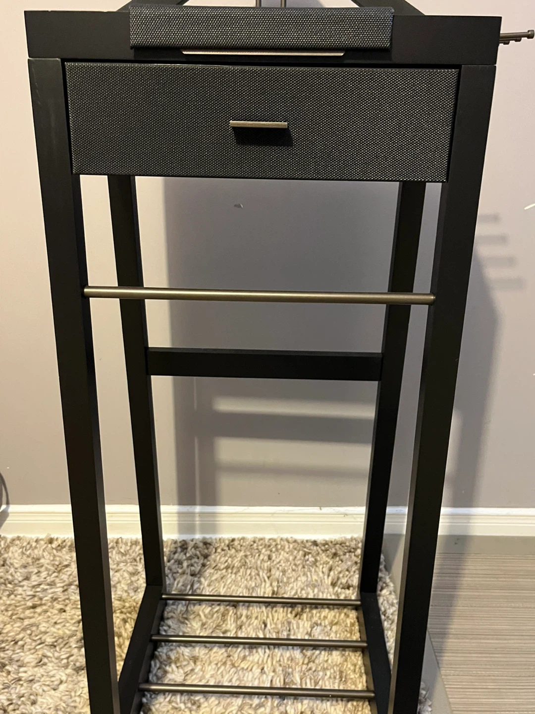 Black Valet Stand with Drawer and Hanger - photo 2