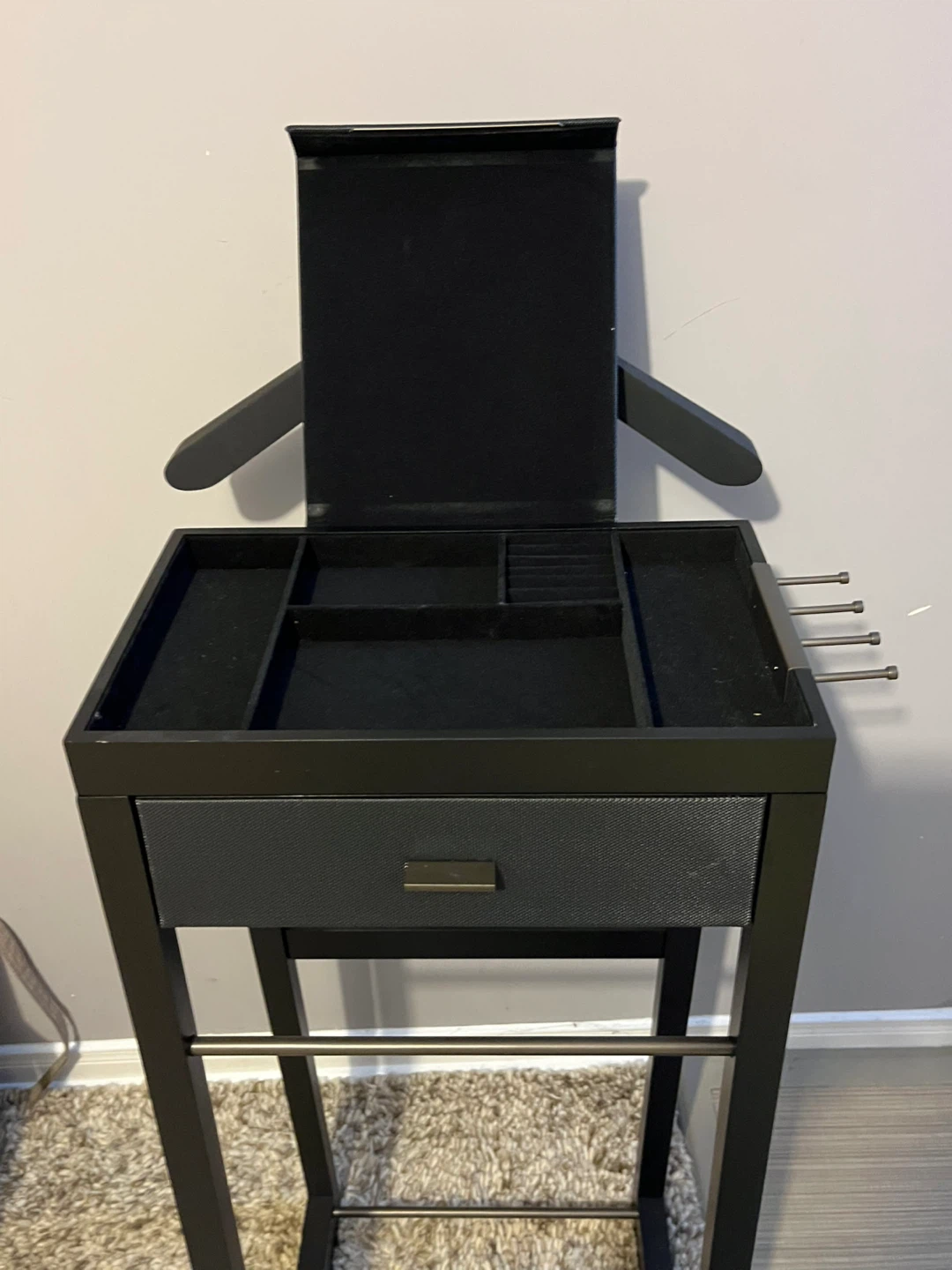 Black Valet Stand with Drawer and Hanger - photo 3