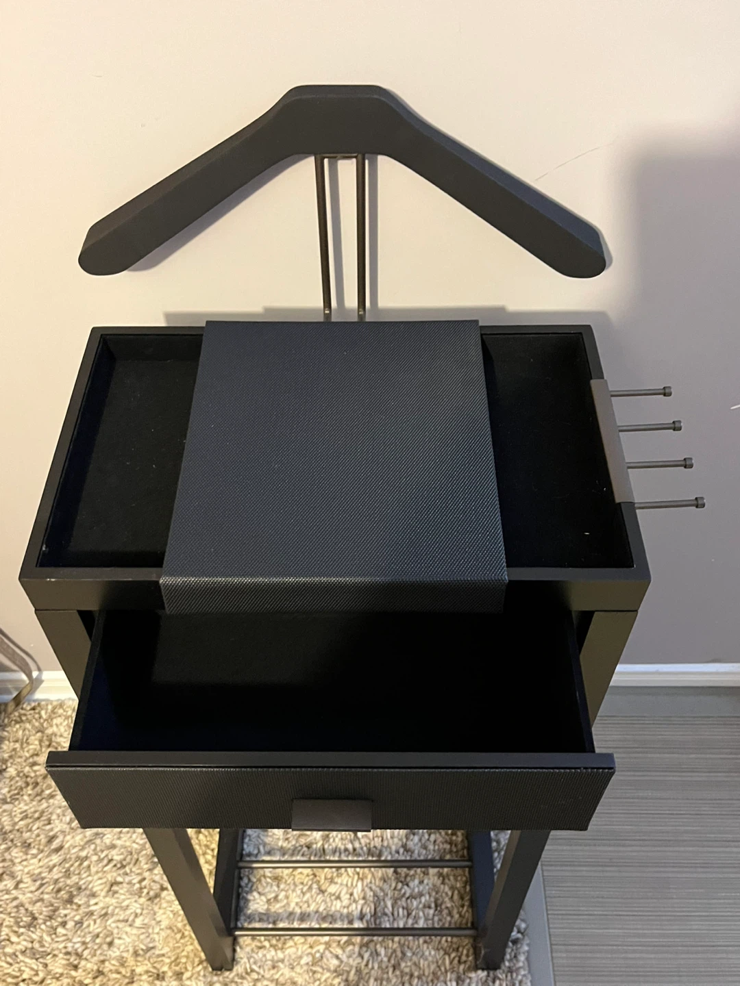 Black Valet Stand with Drawer and Hanger - photo 5