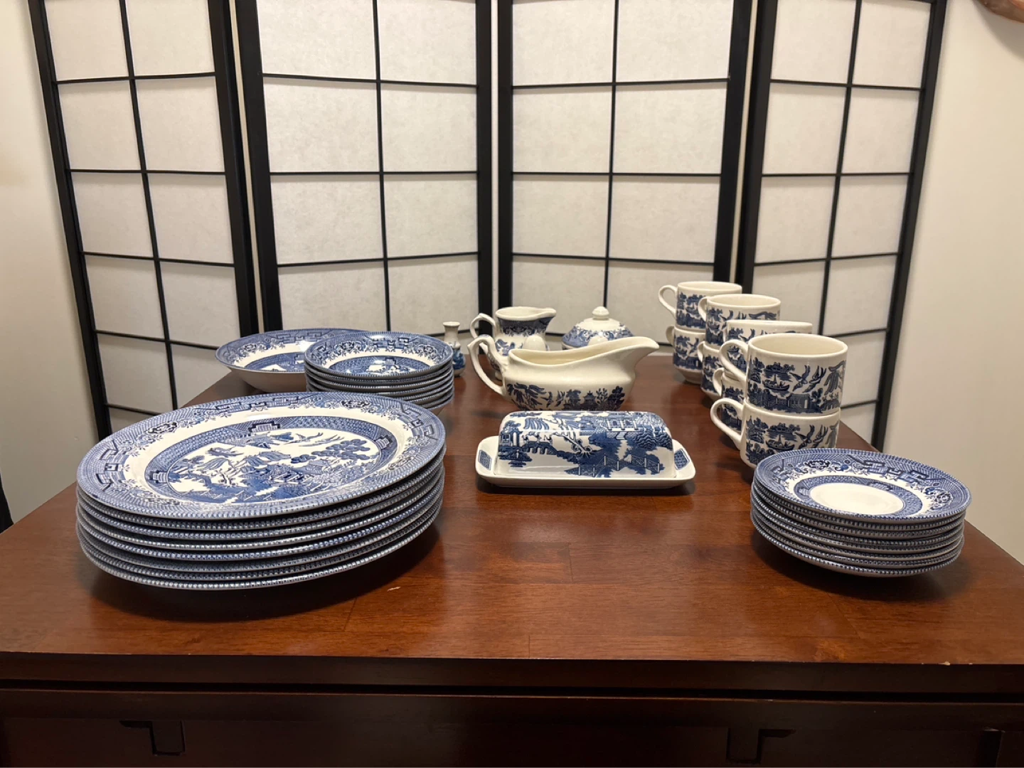 Churchill Willow Blue China Dinnerware Set