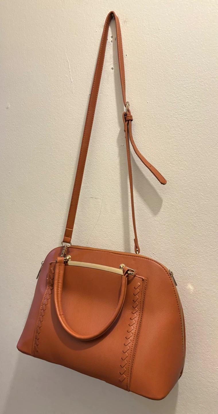 NEW Brown Faux Leather Satchel Handbag - photo 2
