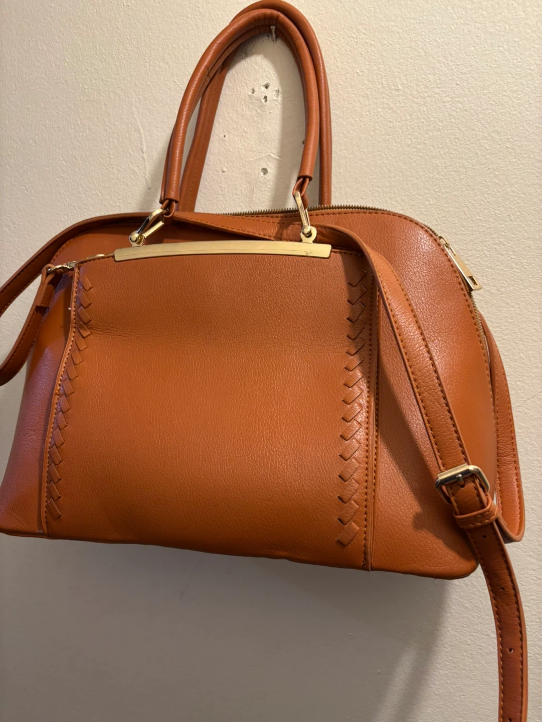 NEW Brown Faux Leather Satchel Handbag