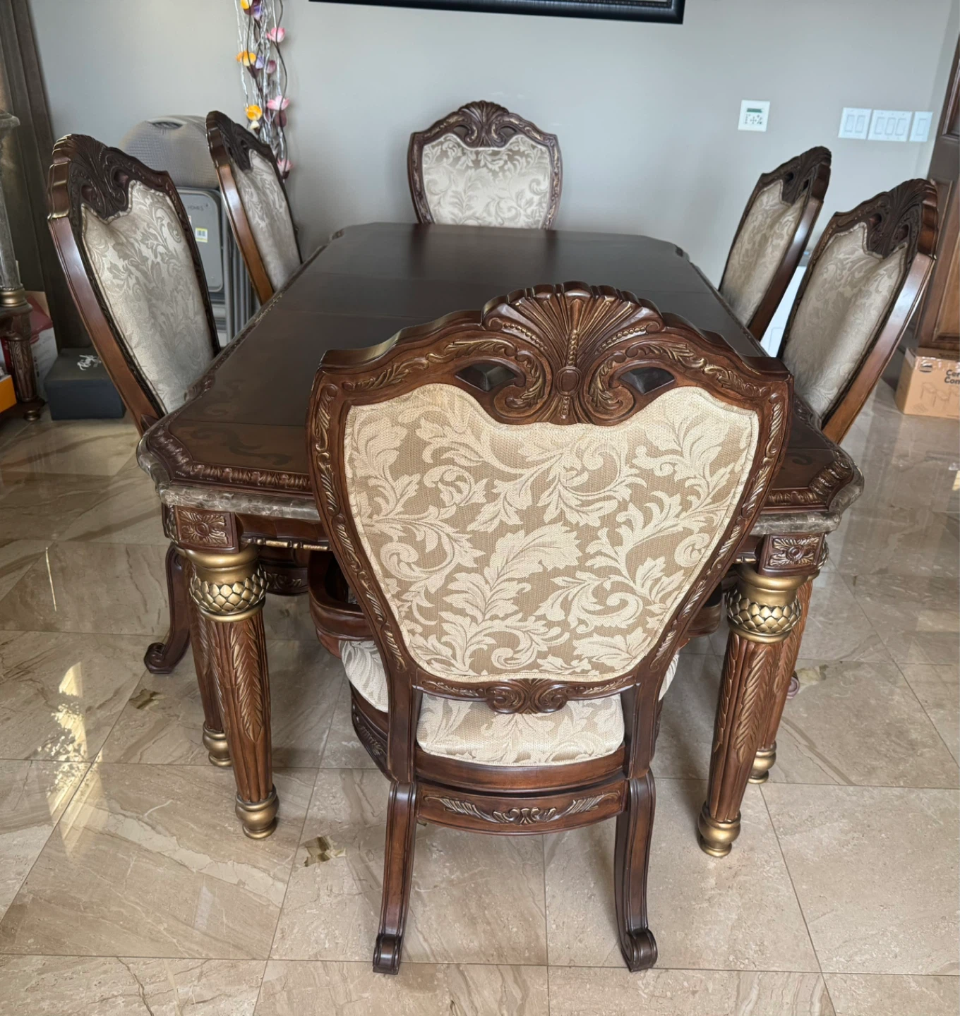 Luxury Dining Table and 6 Chairs Set