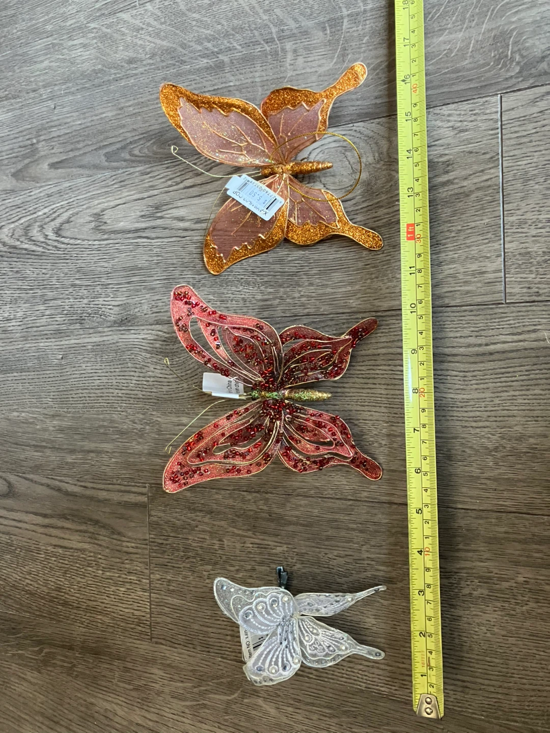 New! Set of 3 Decorative Glitter Butterfly Ornaments - photo 2