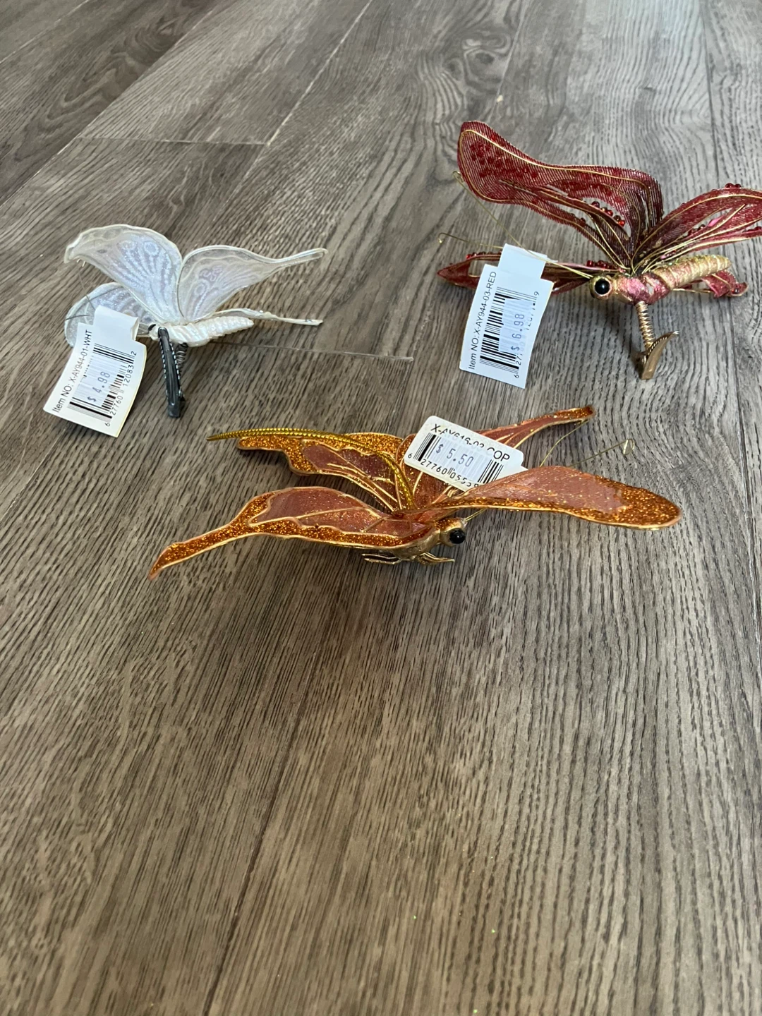 New! Set of 3 Decorative Glitter Butterfly Ornaments