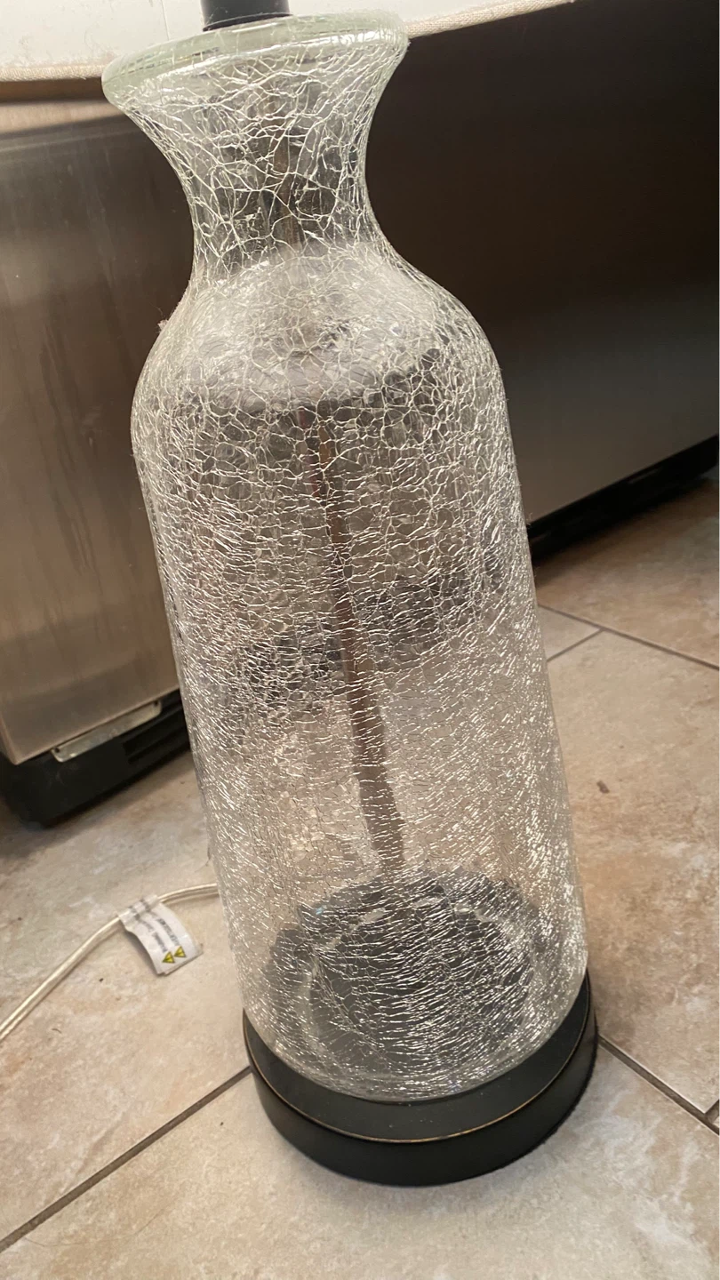 Crackle Glass Table Lamp with Neutral Shade - photo 2