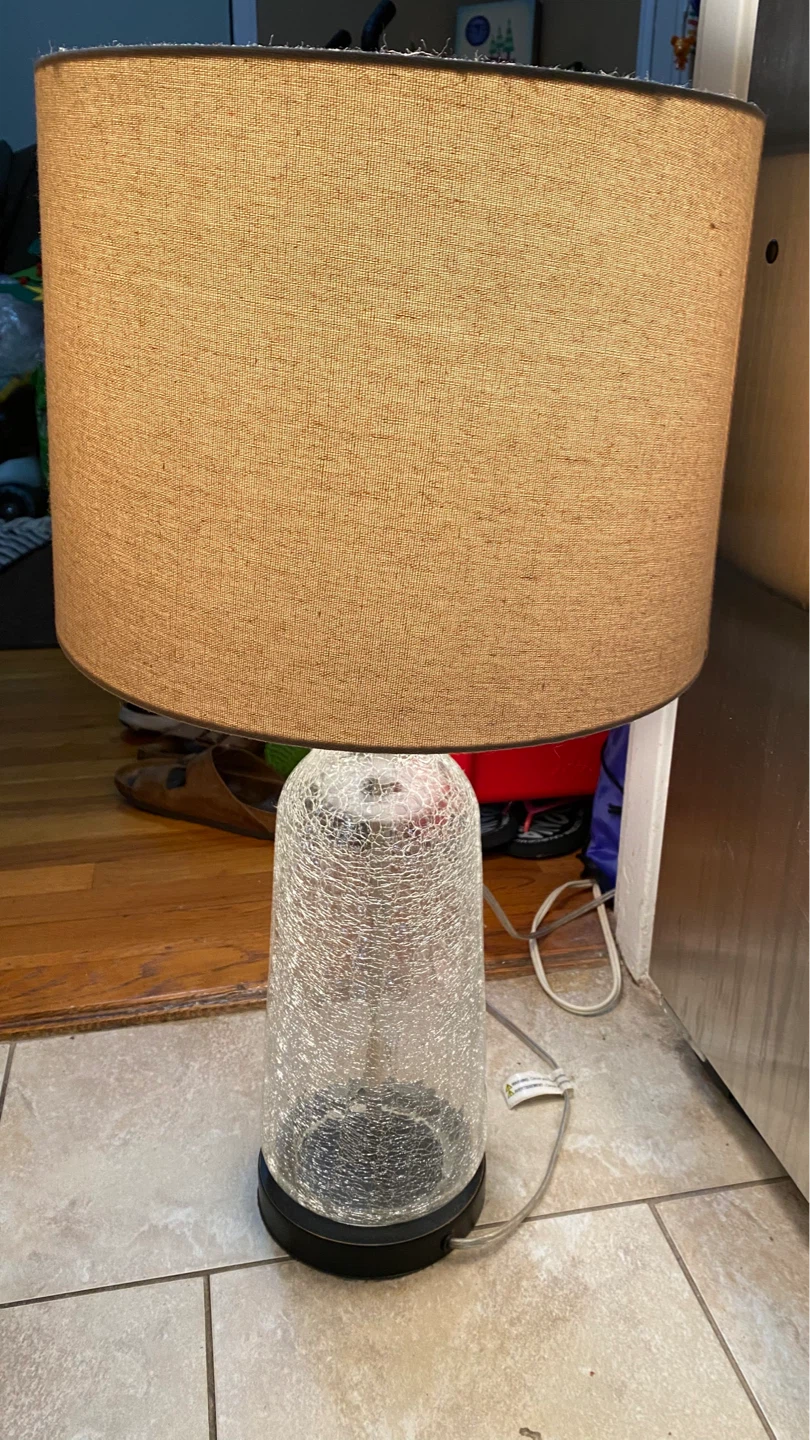 Crackle Glass Table Lamp with Neutral Shade - photo 3