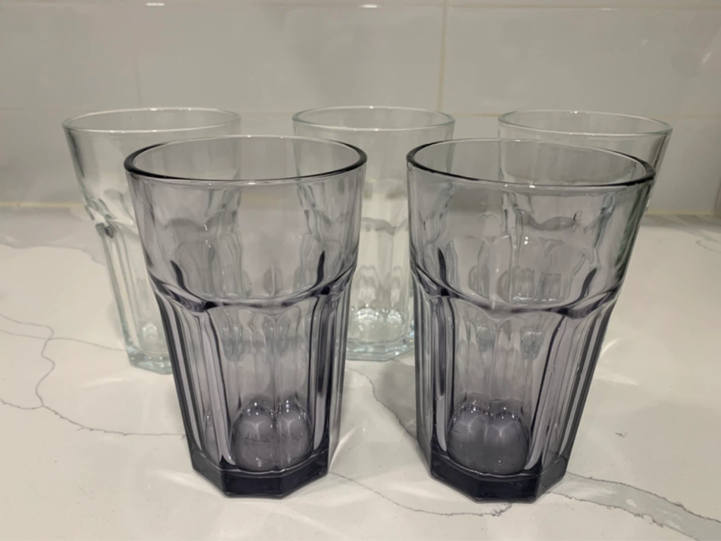 Set of 5 Tumbler Glasses - 2 Grey, 3 Clear - photo 2