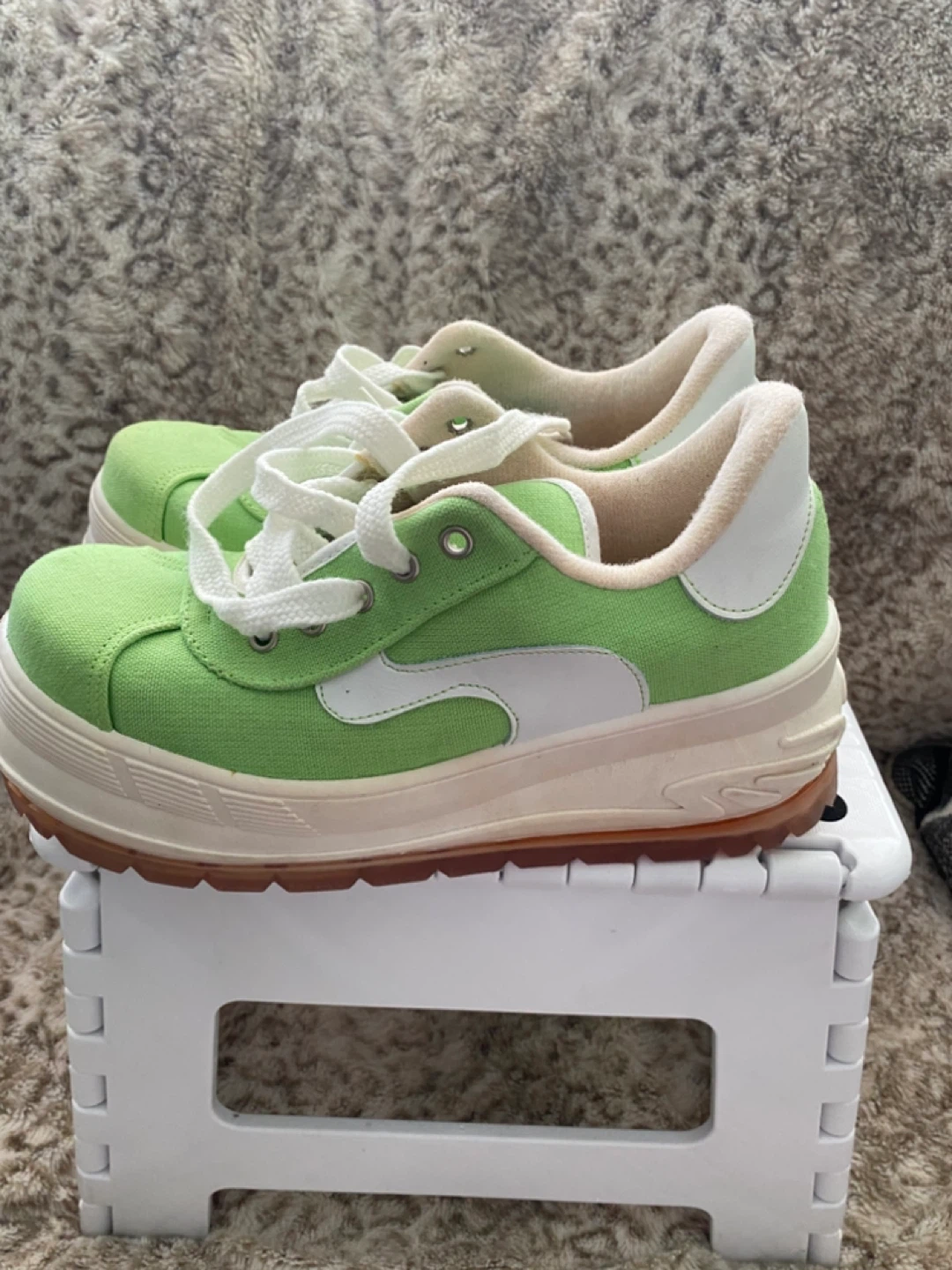 Vintage Lime  Green Platform Sneakers - photo 2
