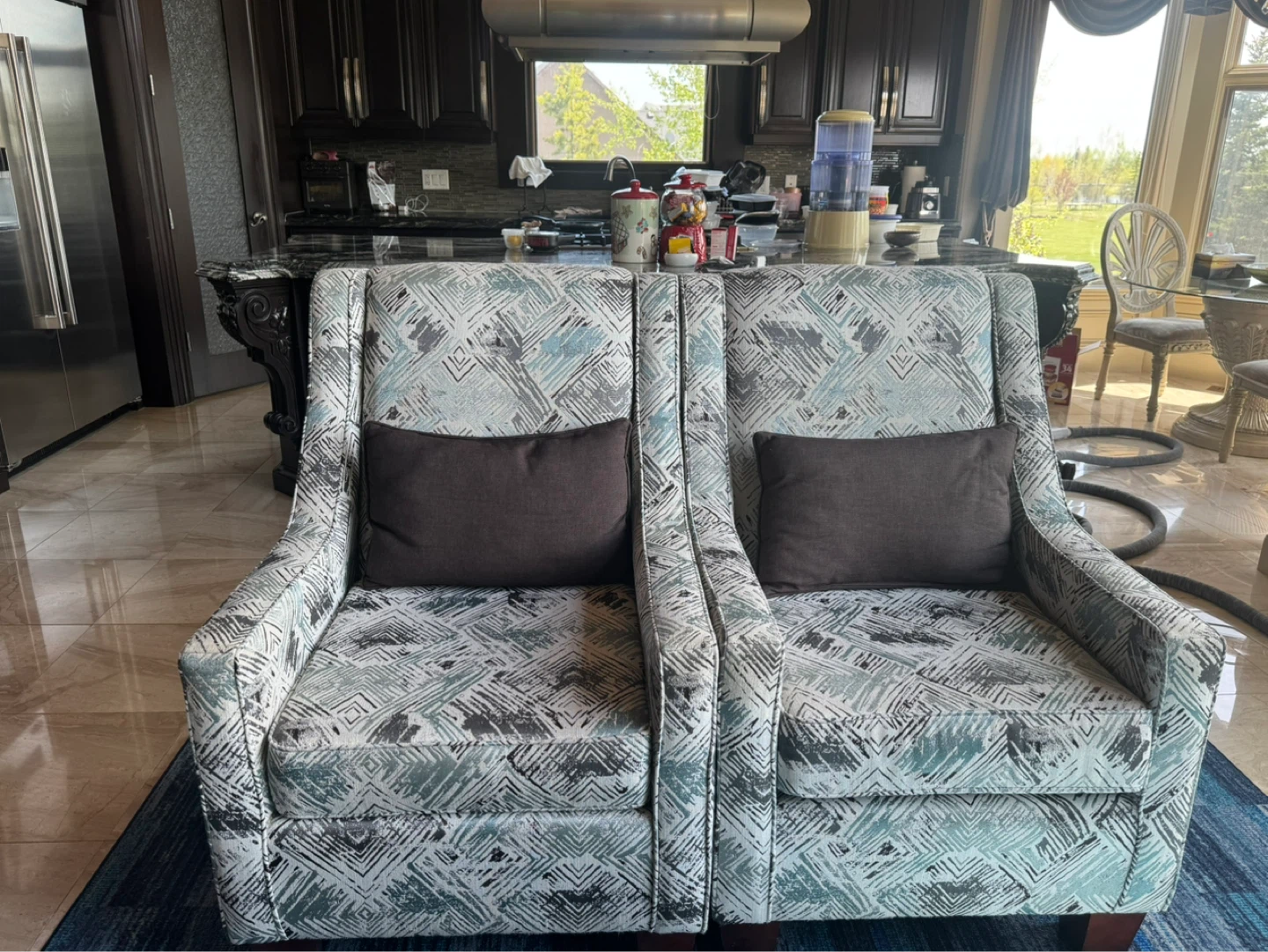 Dark Grey Tufted Sofa with Decorative Pillows - photo 3