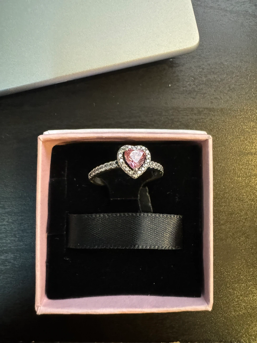 Pandora Heart Ring with Pink Stone