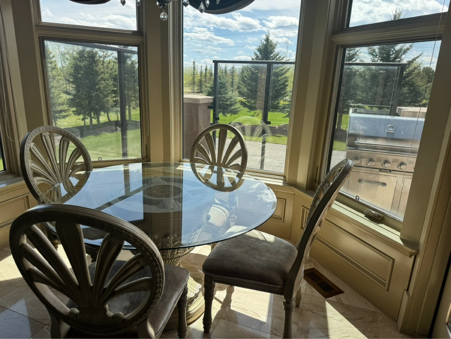 Round Glass Dining Table Set with 4 Chairs - photo 2