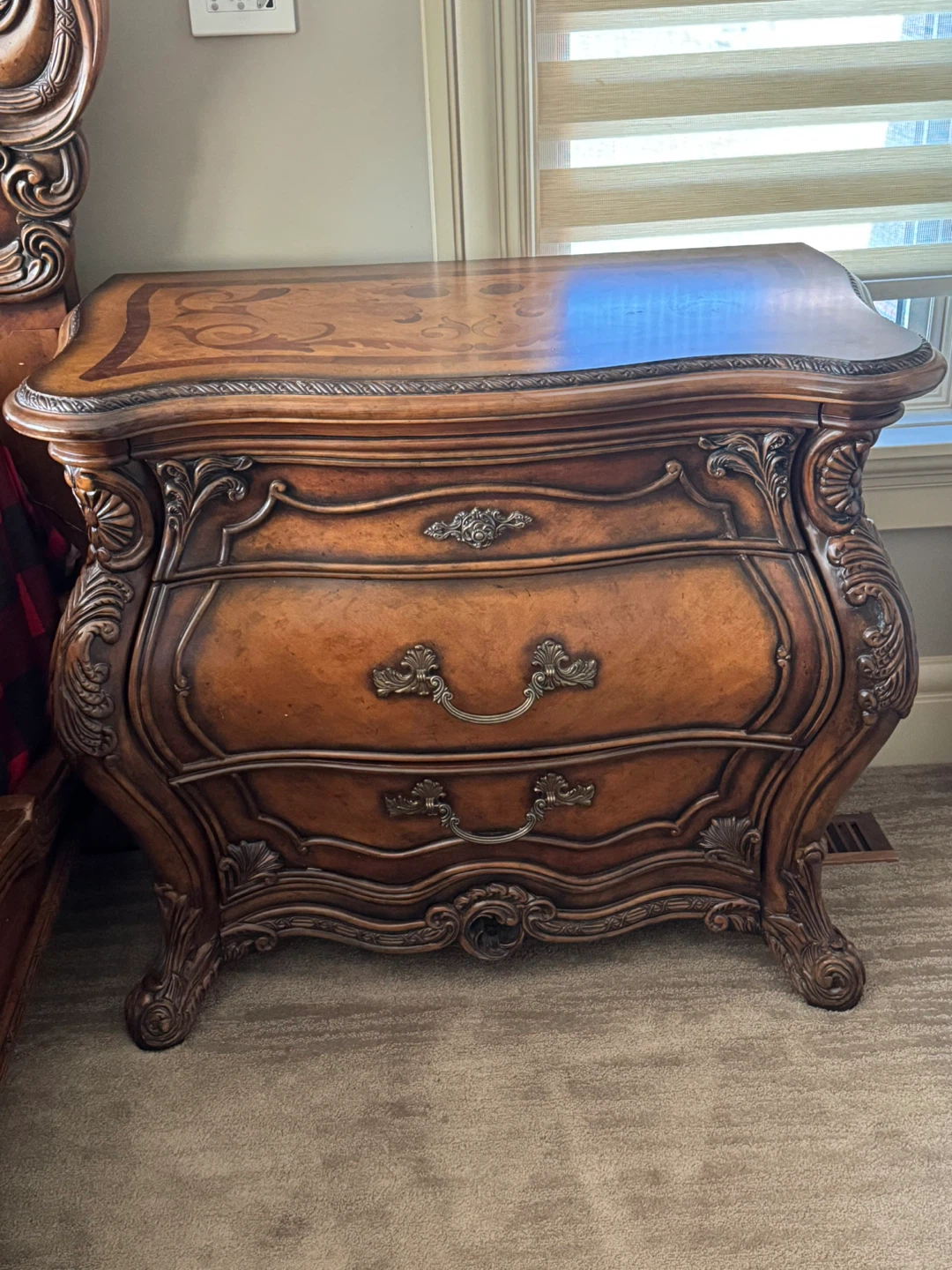 Vintage Ornate Carved Wood Dresser Nightstand - photo 2