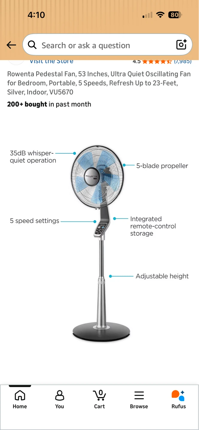 Rowenta Pedestal Fan 53 Inches, Silver - photo 2