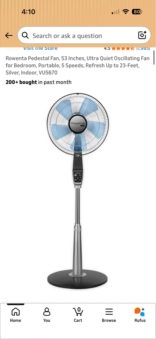 Rowenta Pedestal Fan 53 Inches, Silver