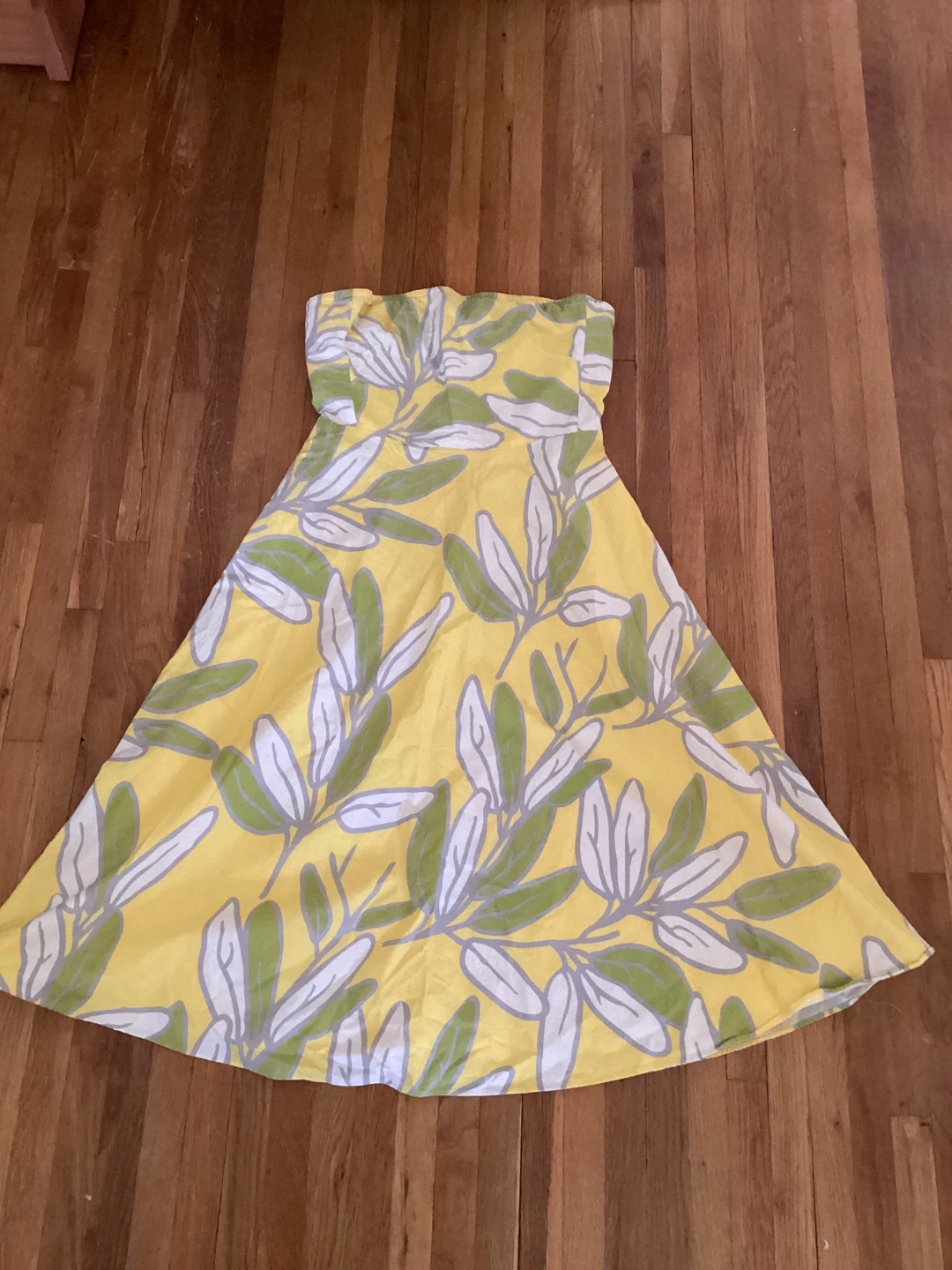Yellow Floral Strapless Dress