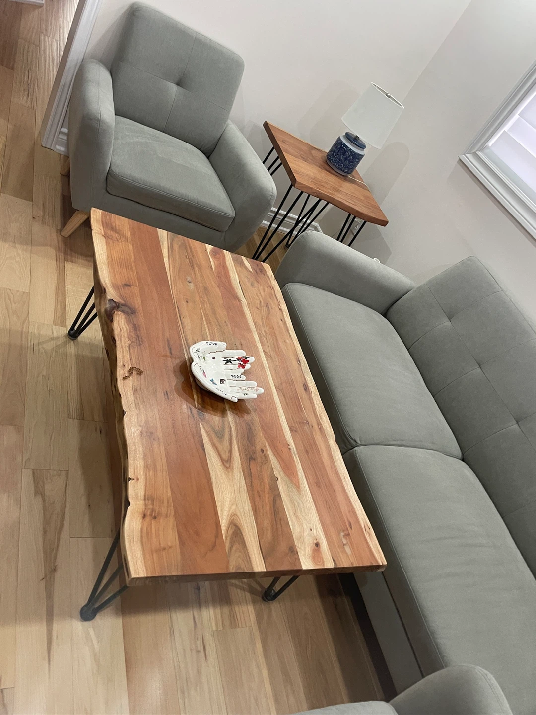 Structube Reno coffee table and side table and table lamp