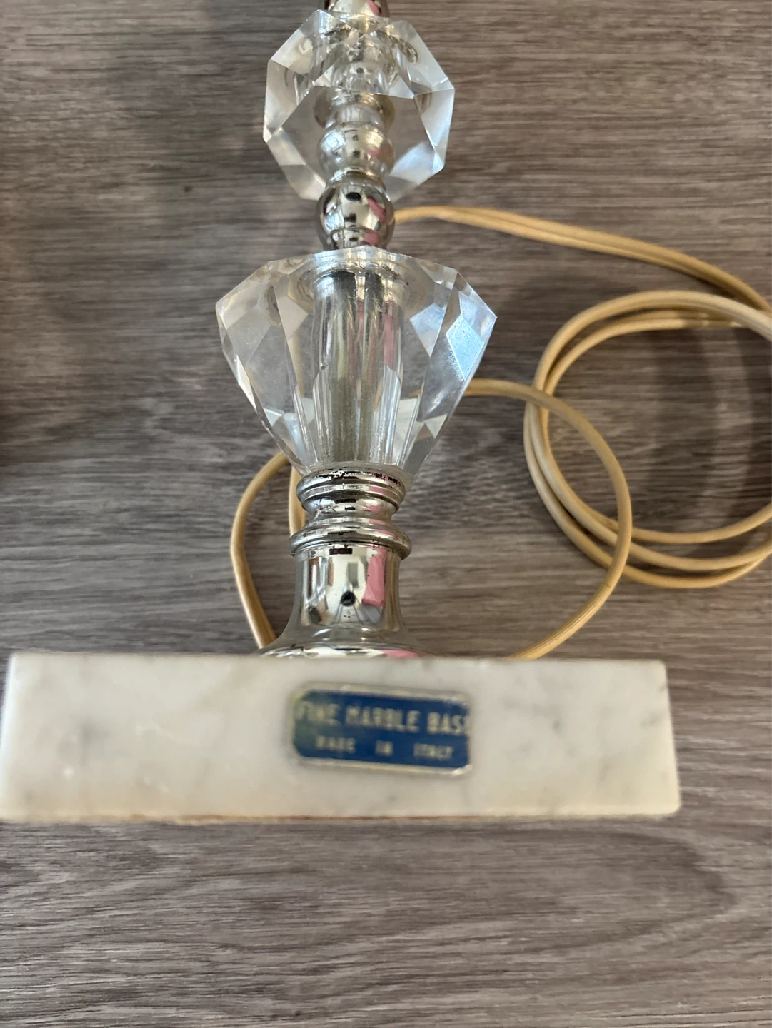 Pair of Crystal Accent Table Lamps with Marble Bases - photo 2