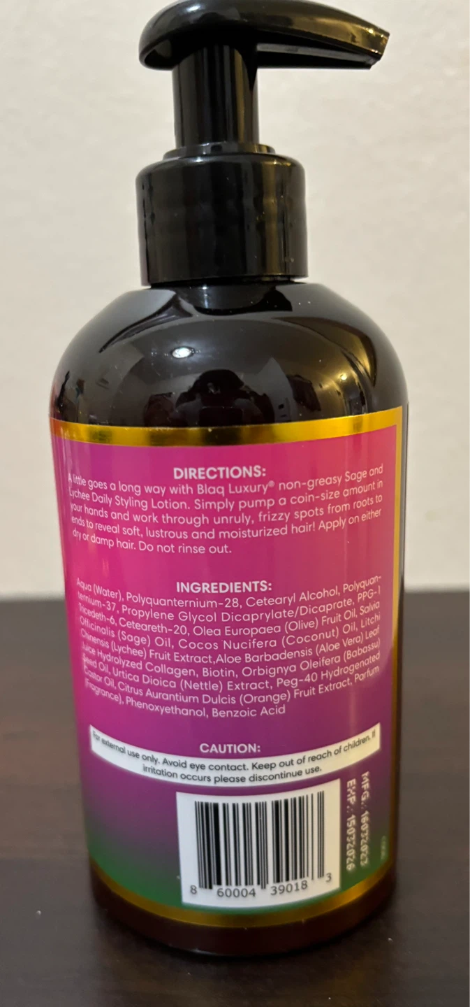 NEW-Blaq Luxury Sage & Lychee Daily Styling Lotion 12 fl oz - photo 2