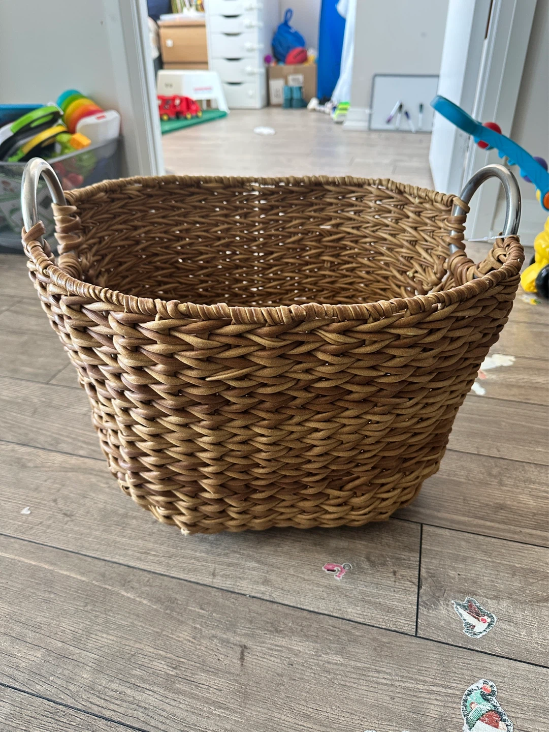 Woven Storage Basket with Metal Handles
