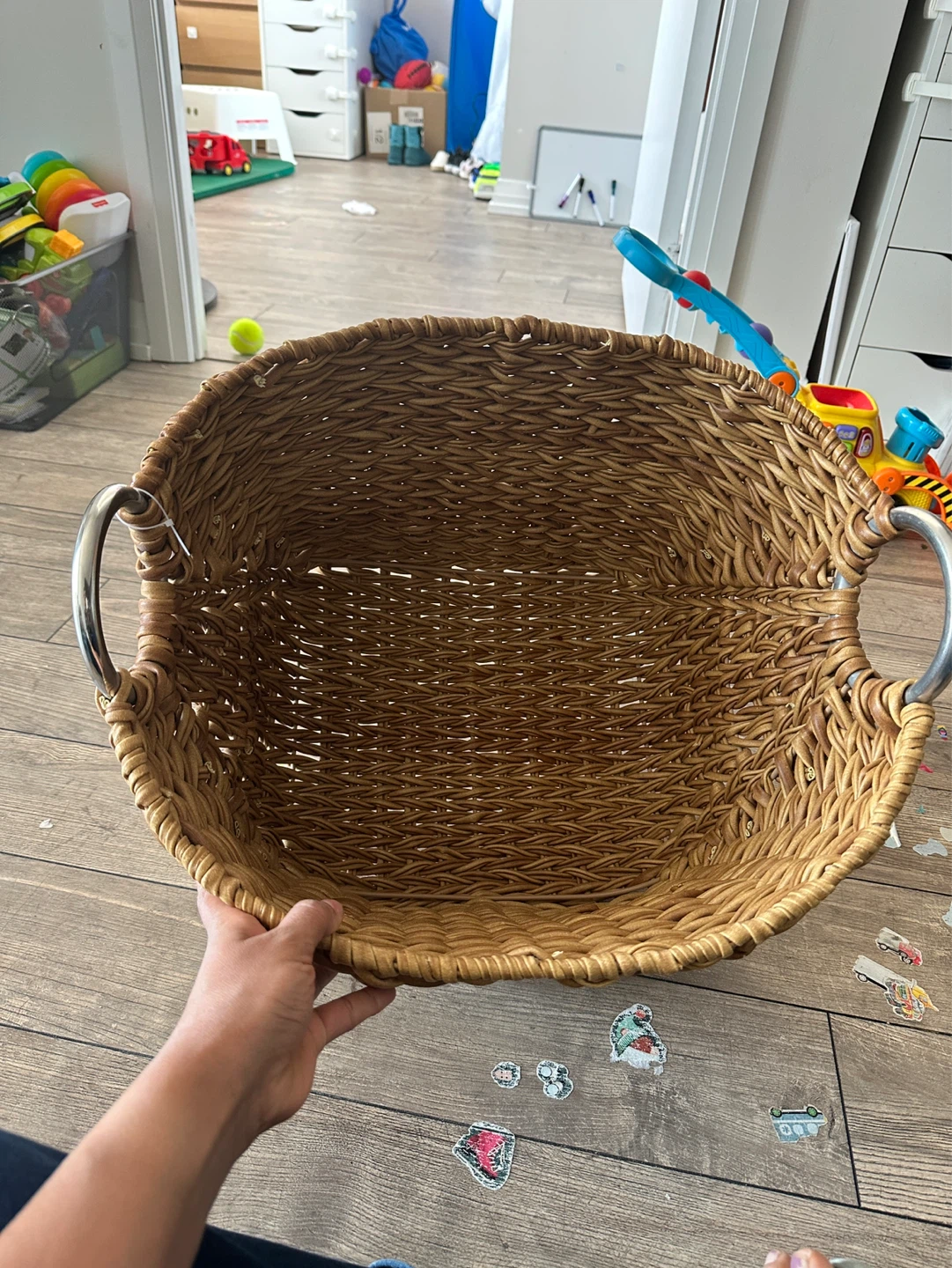 Woven Storage Basket with Metal Handles - photo 2