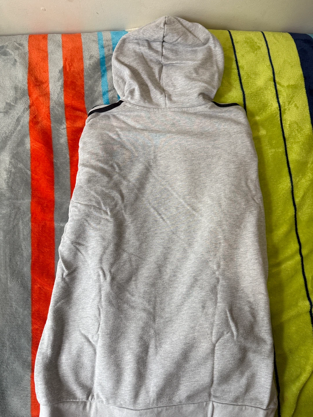 Size L Adidas Grey Hoodie with Black Stripes - photo 3