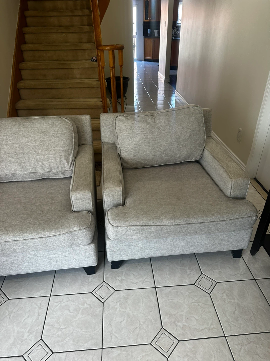 Grey Fabric Accent Chairs (Set of 2)