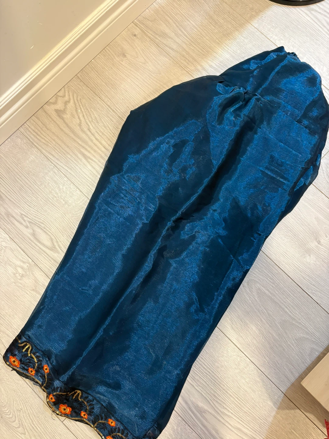 Teal Embroidered Kameez Shalwar Set - photo 4