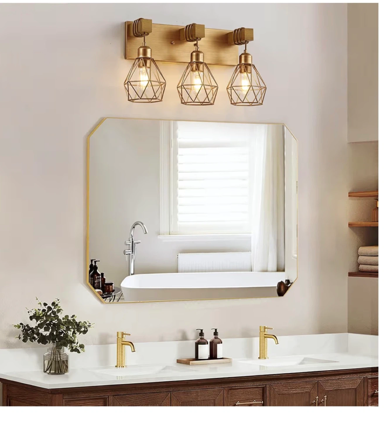 Farmhouse 3-Light Gold Bathroom Vanity Light Fixture F2BC - photo 2